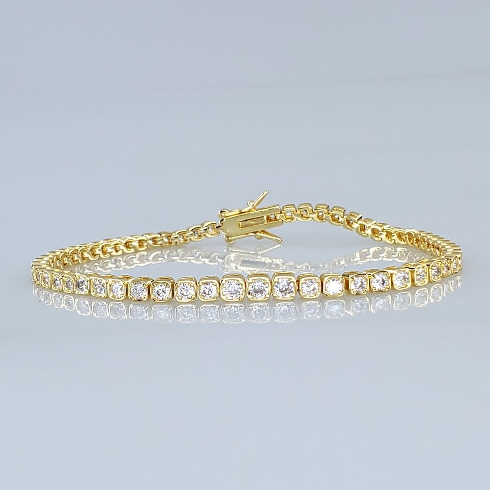 14K Gold 2ct Square Diamond Womens Tennis Bracelet 14 K Silver Jewelry 7" 8"